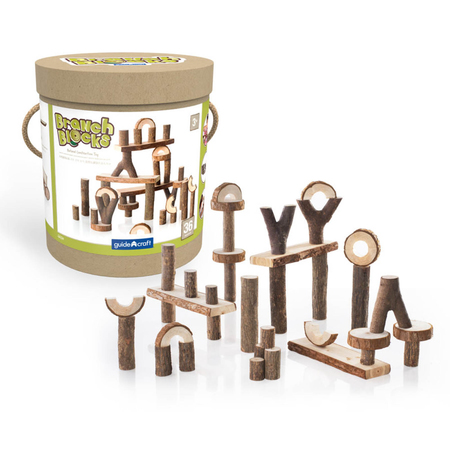 GUIDECRAFT Branch Blocks, Natural Wood Building Set, 36 Pieces G6770